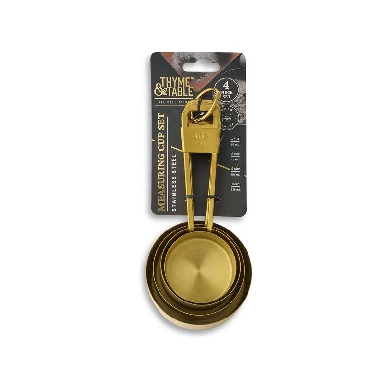 4 Piece Gold Stainless Steel Nesting Measuring Cup Set Durable Kitchen Essential Accurate Measurement Cups Versatile Nesting
