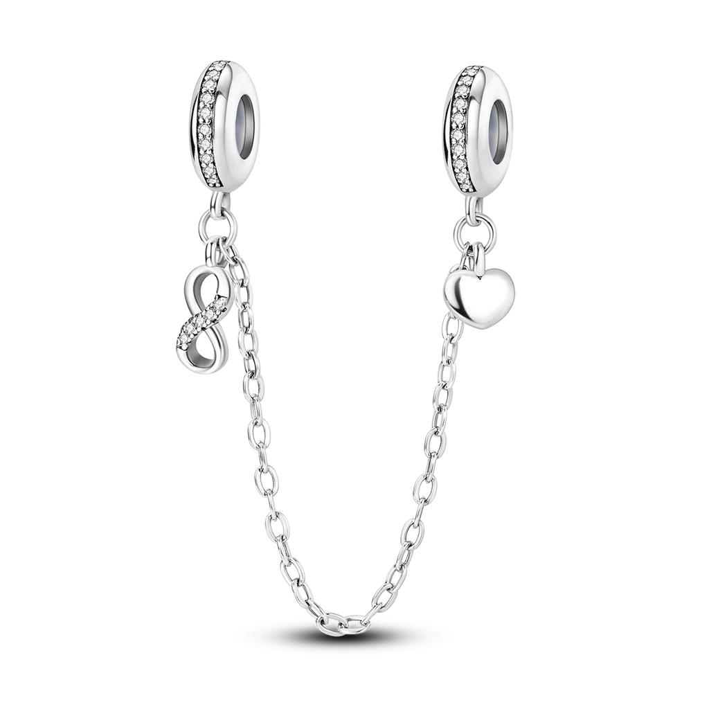 Classic Safety Chain Copper Butterfly Inlaid Zirconium Charms Beads Fit Original Bangle Bracelet Diy Jewelry Gift