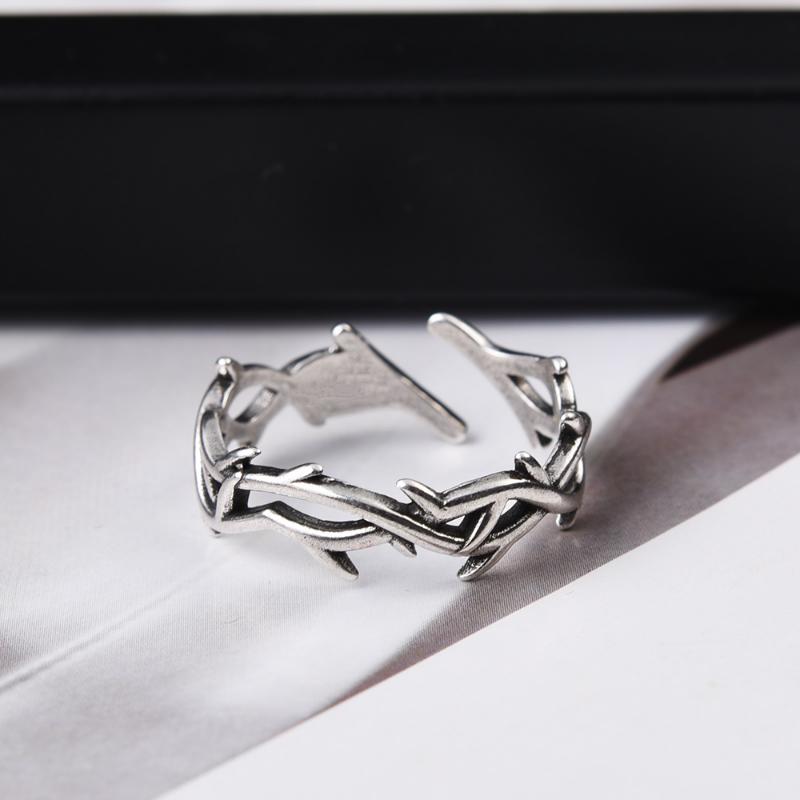 Couple Punk Irregular Thorns Couple Rings Retro Hip-hop Personality Adjustable Finger Ring for Men Women Lovers Jewelry Gifts