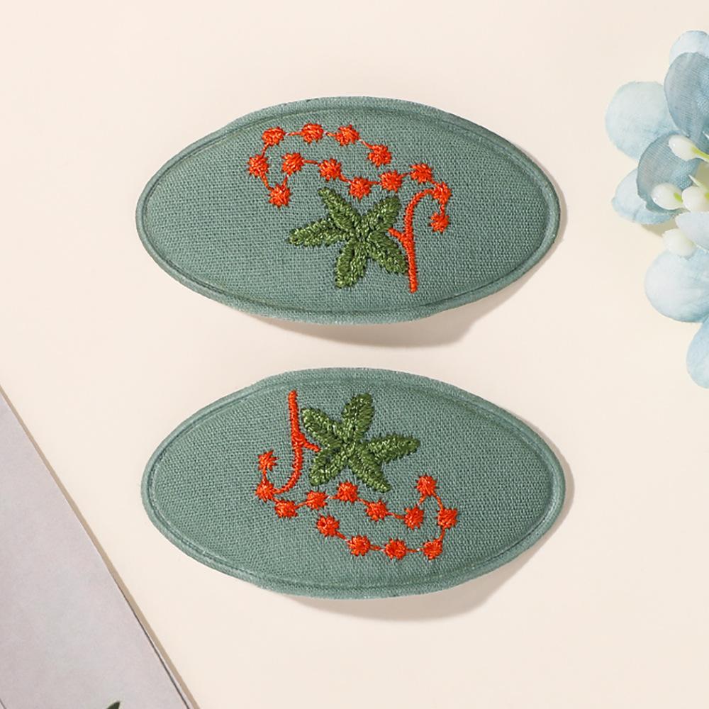 

8Pcs Elliptical Embroidery Fabric Children BB Clip Hair Clip Fashion Sweet Pleated Girl Heart Versatile Girl Hair Accessory