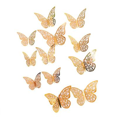 Topper Gold 3D Dekor na pečení Dezert na svatební párty Happy Birthday Cake 12ks Umělé Butterflies Butterflies Cupcake Toppers