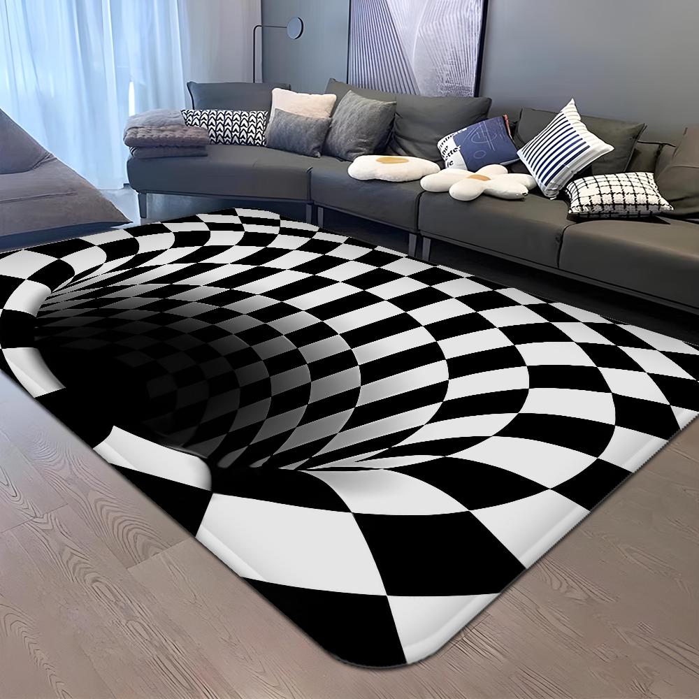 3D Vortex Illusion Fußmatte Waschbar Rutschfest Wohnzimmer Sofa Stühle Bereichsmatte Küche Fußmatte Bereichsteppich