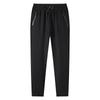 Summer Men's Quick Dry Casual Pants Elastic Waist Drawstring Zipper Pocket Straight Leg Trousers