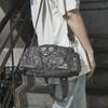 Women's Y2K Vintage Motorcycle Shoulder Bag Fashion Soft PU Chains Multiple Pockets Tote Bags Moto Style Messenger Crossbody Bag
