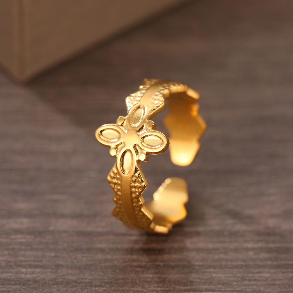 European & American Style Non-Fading Stainless Steel Adjustable Women's Ring with Niche Design