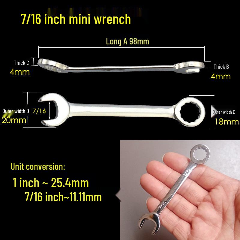 Mini Metric & Imperial Wrench Set 4-11mm Box/Open End