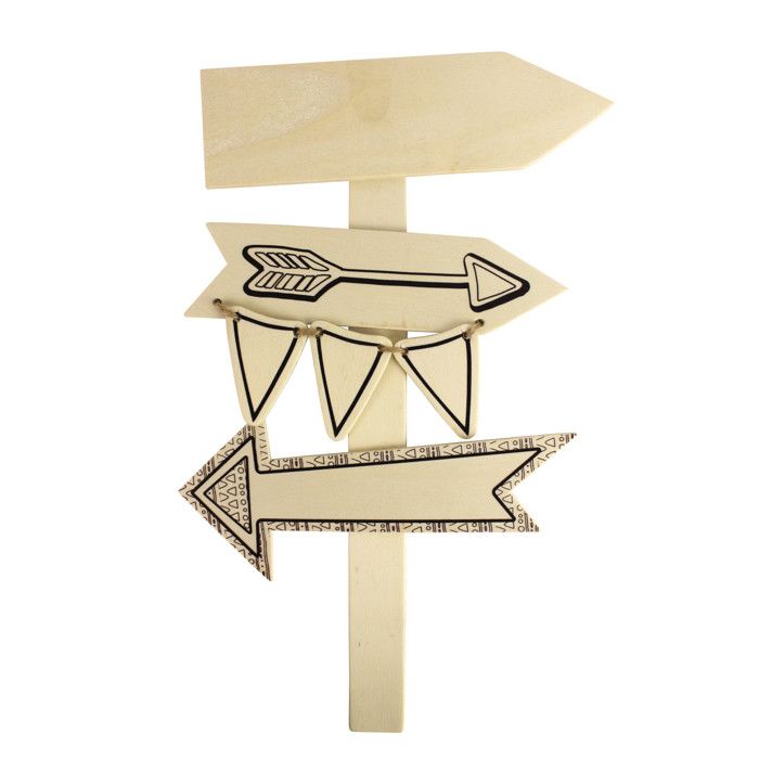 Panneau en bois - MegaCrea DIY - 32 x 18,5 cm - Indicateur de direction - Expédié de France