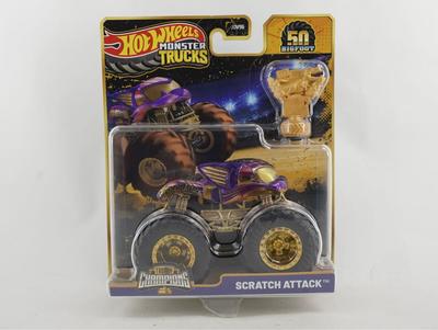 Hot Wheels Monster Trucks Scratch Attack Trophy Champions Diecast Car.