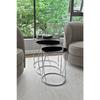 Dream 3-seat Nesting Coffee Table Silver Color Metal Leg Black Unbreakable Mirror