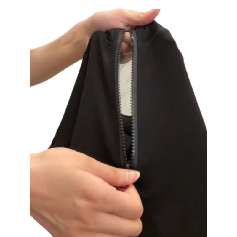 Black Solid Zipper Short Sleeve T Shirt Women Summer Slim Fit Design Waist top