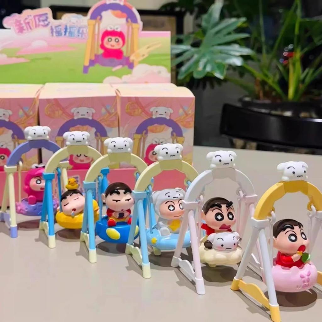 Crayon Shin-chan blind box figurine swing-themed decoration, fun little character, cute cartoon toy, birthday gift for friends