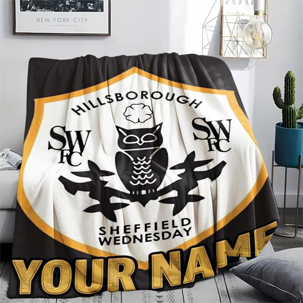 1PC Custom Name Sheffield Wednesday Patterned Flannel Blanket Suitable For All Seasons for Home Decor Warmth and Comfort Gifts Holiday Present