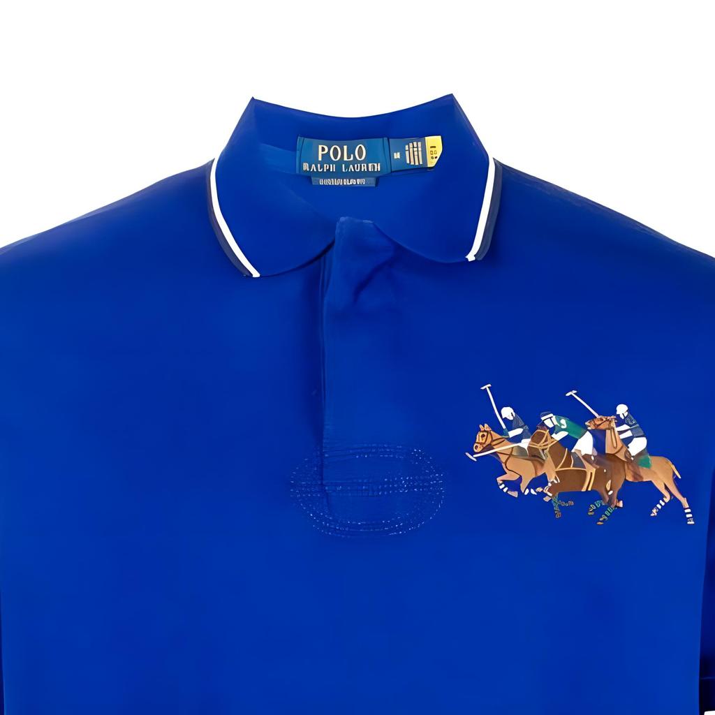 Polo Ralph Lauren SS23 Animal Pattern Straight Fit Short Sleeve Polo Shirt Men tops Blue 710900614-003