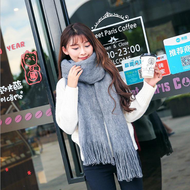 Men's Korean Style Wool Scarf - Simple, Long, Pure Color, Warm Winter Neck Warmer