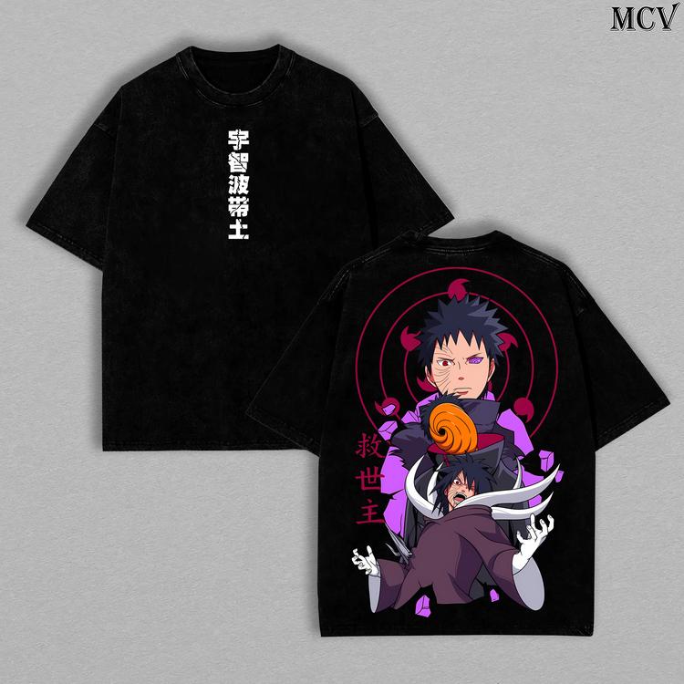 Naruto Anime T-shirt Men Women Vintage Washed Oversized Streetwear Anime Manga Graphic Short Sleeve High Quality Female Male Clothing
