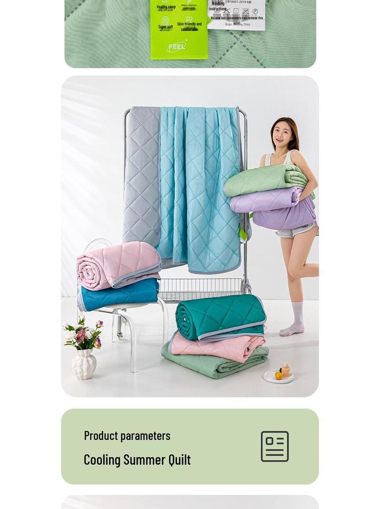 Silk Summer Cool Quilt - Ice Cream Style, Solid Color, Machine Washable, Air Conditioning, Thin & Lightweight for Students