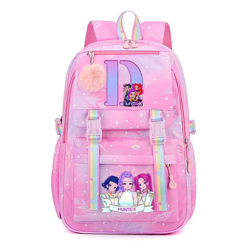 Anime Cartoon Letter Print Small Fresh Rainbow Backpack Korean Version Trend Student Large Capacity Schoolbag