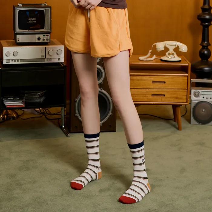 [2SET/26SS] Skyler Multi-Stripe High Crew Socks 2 Colors