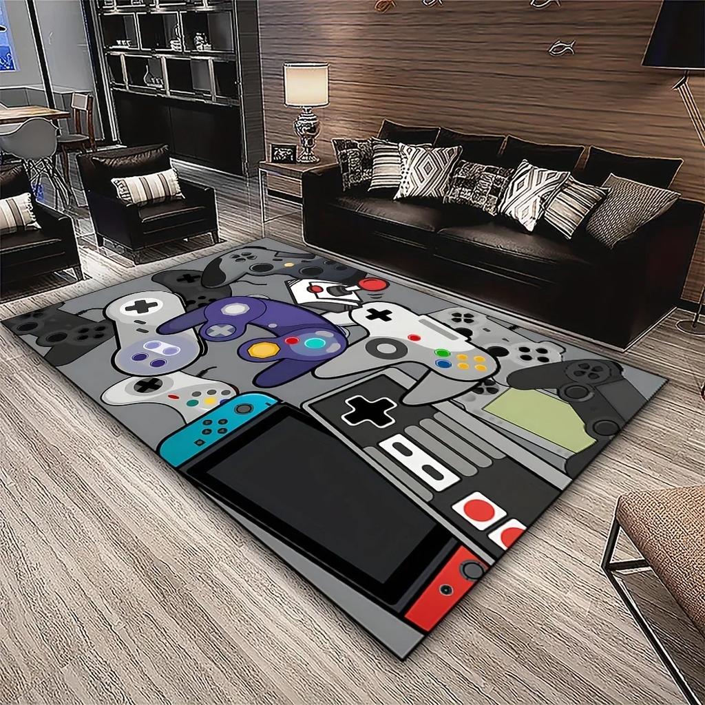 Musterteppich für Gamecontroller – Rutschfest, Maschinenwaschbarer Teppich für Schlafzimmer, Wohnzimmer, Büro, Spielzimmer, Fußmatte