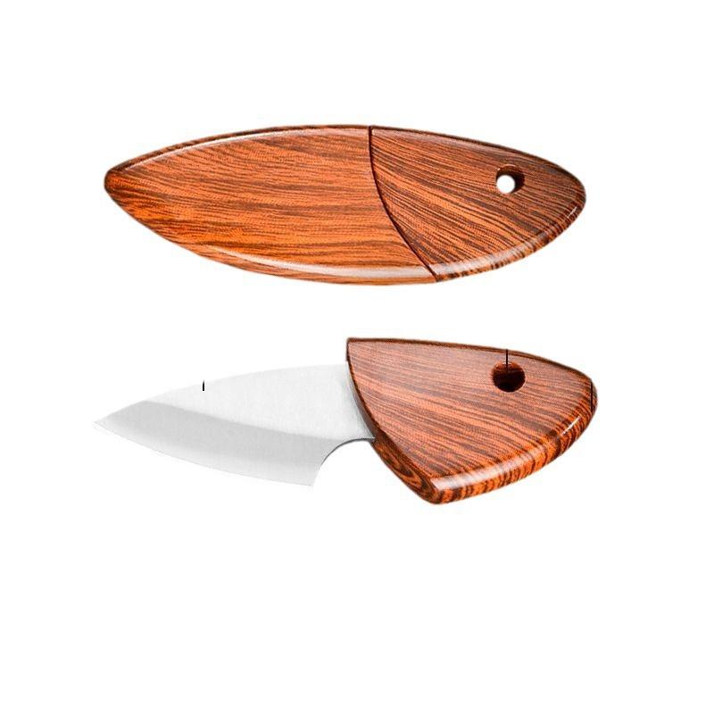 Kompakt Ahşap Desenli Katlanır Bıçak: Açık Hava ve Mutfak Kullanımı İçin Taşınabilir Mini Cep Bıçağı