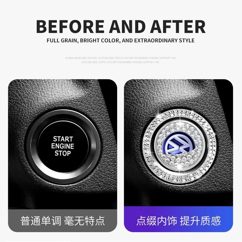 Nieuwe Auto Ontsteking Eén Klik Start Strass Sticker Decoratie Accessoires Voor Volkswagen Tharu R Polo T5 GTI Tiguan Passat