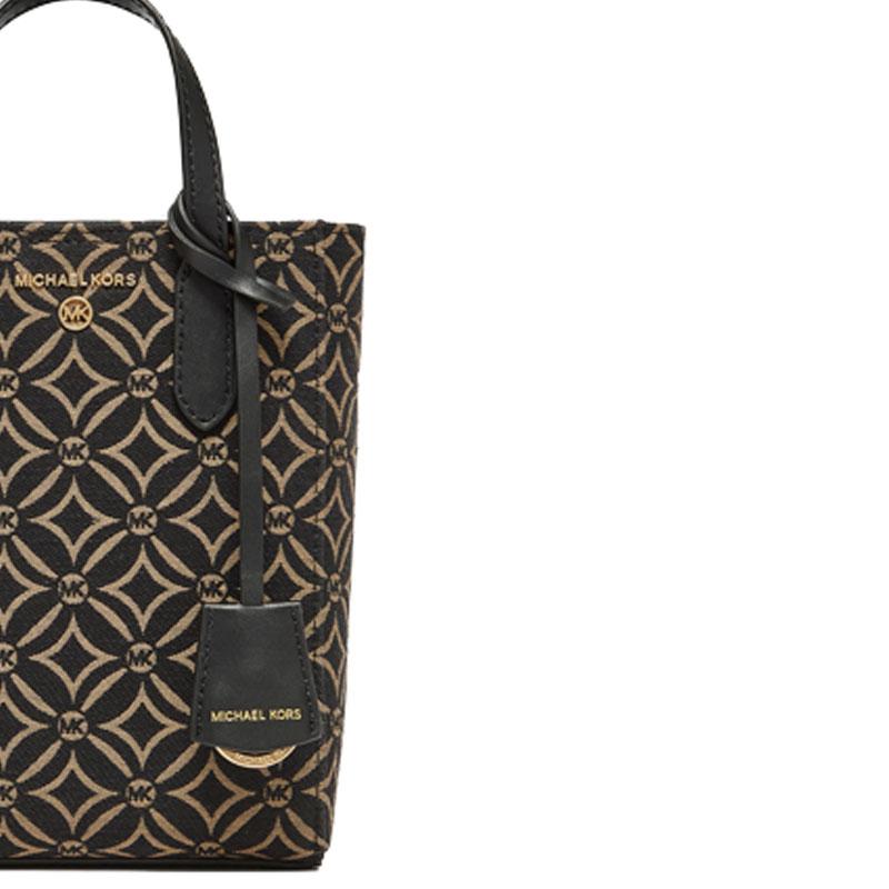 New MICHAEL KORS Sinclair Fabric Handbag Small Women's Black/Dark Camel 32F2G5SC0J-293