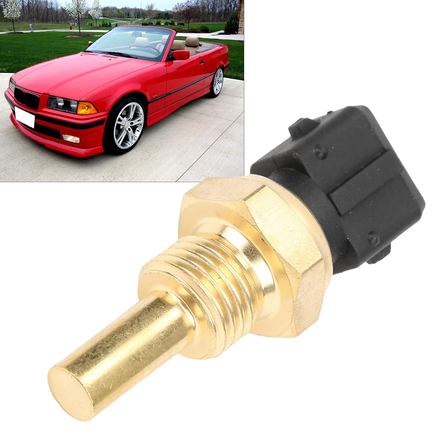 

Coolant Temperature Sensor 12621710535 1710535 12621747281 Water Temperature Sensor Water Temp Sender Replacement Parts Fit for E36 E34 E38 E32 E31