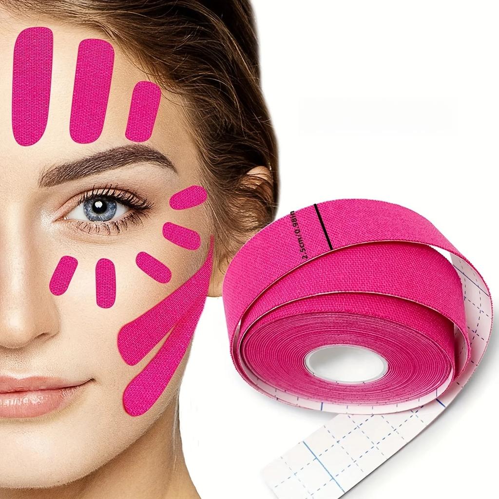 Elastic Face Lift Tape Instantly Lifts Sagging Jowls, Neck Skin & Double Chin for a Defined V Jawline, Reusable-0.98*196.85 Inch