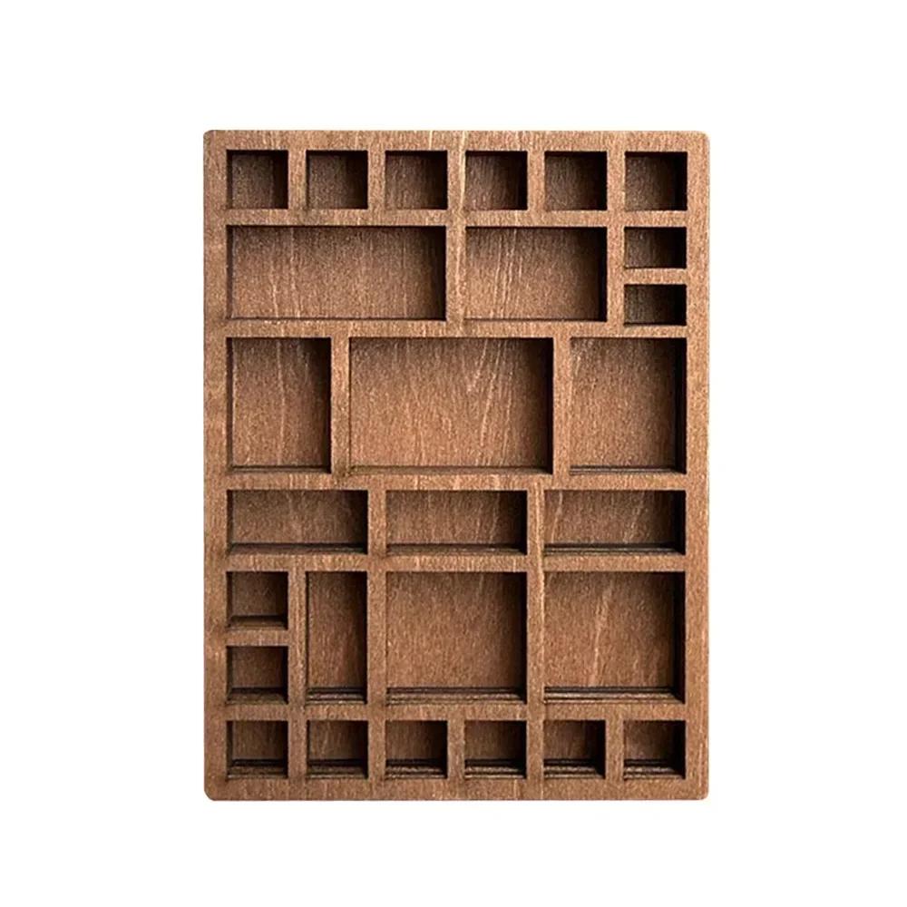 

NEW Brown Miniature Trinket Shelf Variety Grids Compartments Mini Jewelry Holder Dollhouse Shelf Home Decorations