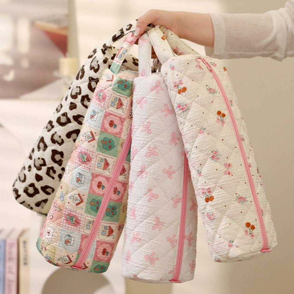 Leopard Hair Dryer Storage Bag Sweet Cosmetic Bag Bow Curler Storage Bag  Beauty Tools Organization