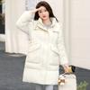 Medium and long hooded down cotton-padded clothes for women's winter new casual fashion warm small cotton-padded coat