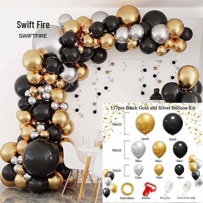 Swiftfire Black Gold Balloon Arch Kit