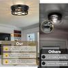 Metal Black Cage Farmhouse Flush Mount Ceiling Ligh, Industrial Close To Ceiling Light, Rustic Style, IP44, Suitable for Hallway, Kitchen, Bedroom, En