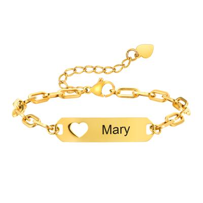 Custom Hollow Heart Bracelets for Women Girls,Anti Allergy Stainless Steel Bracelet,Personalized Name Birthday Jewelery Gift