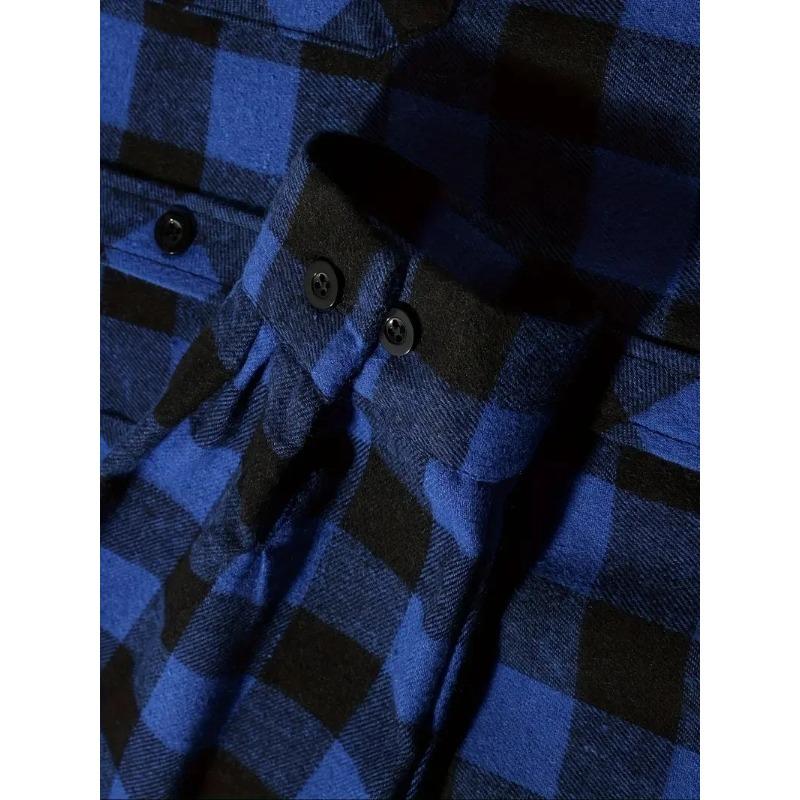 Men's Shirts Classic Plaid Casual Button Down Hooded Long Sleeved Double Pockets Shirt Hoodie Flannel Jacket Spring Autumn