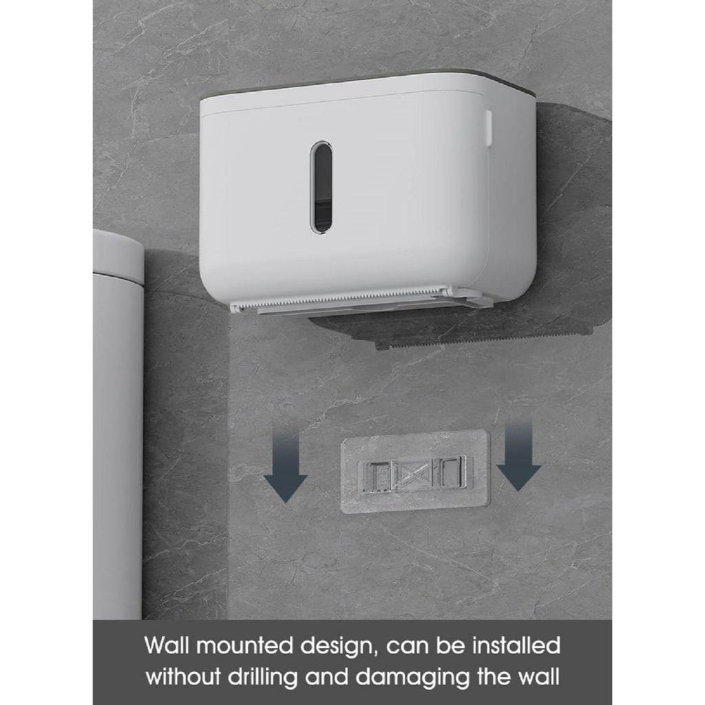 Bathroom with Mobile Stand, Wall Mounted Tissue Paper Holder, Toilet Paper Roll Holder for Bathroom, Bathroom Accessories (White)