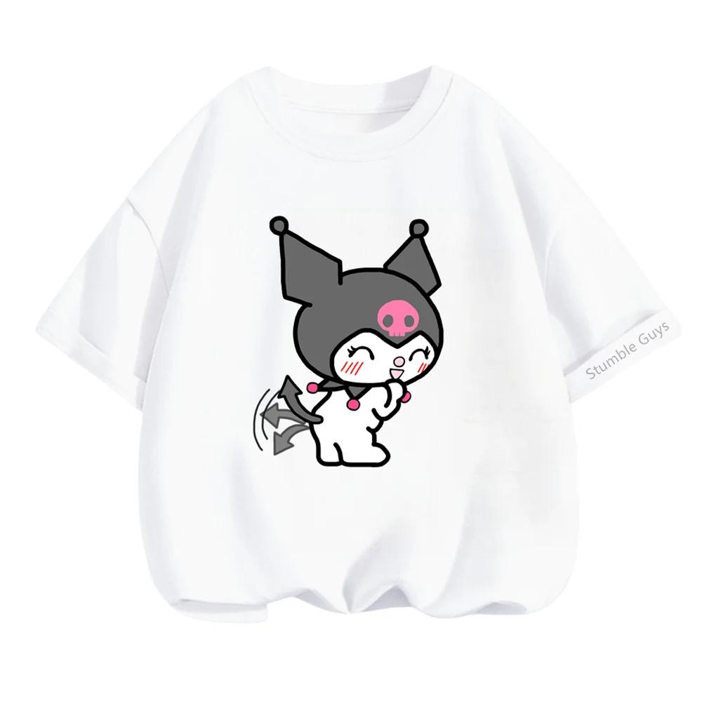 Summer Breathable Cute Kuromi Children's T-shirt for Boys and Girls Sanrio Cartoon