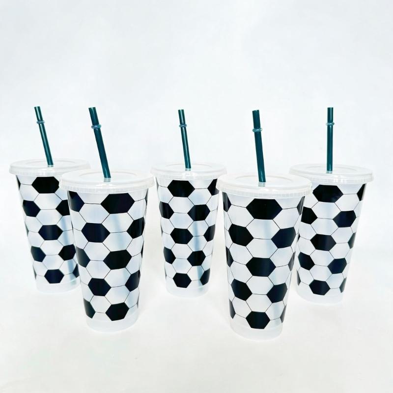 10PCS Sports Theme Drinking Cups Dishwasher Safe Football Printed Drinkware Suitable for Hot and Cold Beverages