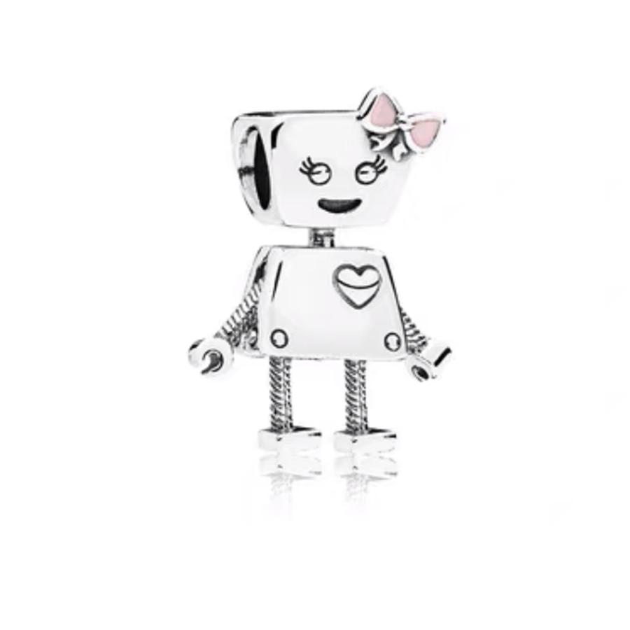 Robot Series Charm Beads Robot Holding Flowers Butterfly Wings Robot Fit Original Bracelets Diy Women Jewelry Gift