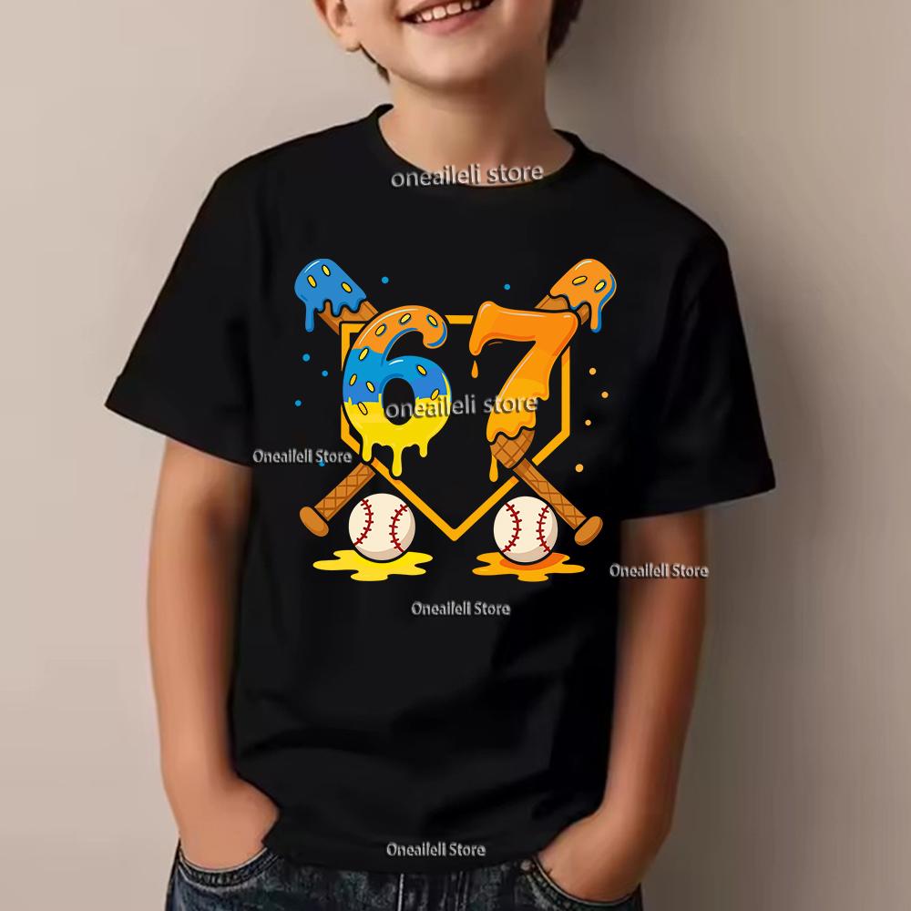 Kids Summer T-shirt Boys Girls Sport Number Print Top Casual Short Sleeve Wear