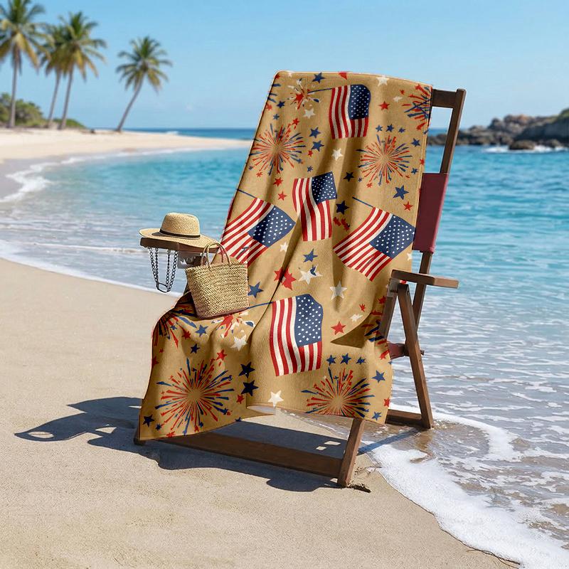 American Flag Fashion Beach Towel: Ideal for Summer Adventures Soft, absorbent and quick drying suitable for swimming and bathing