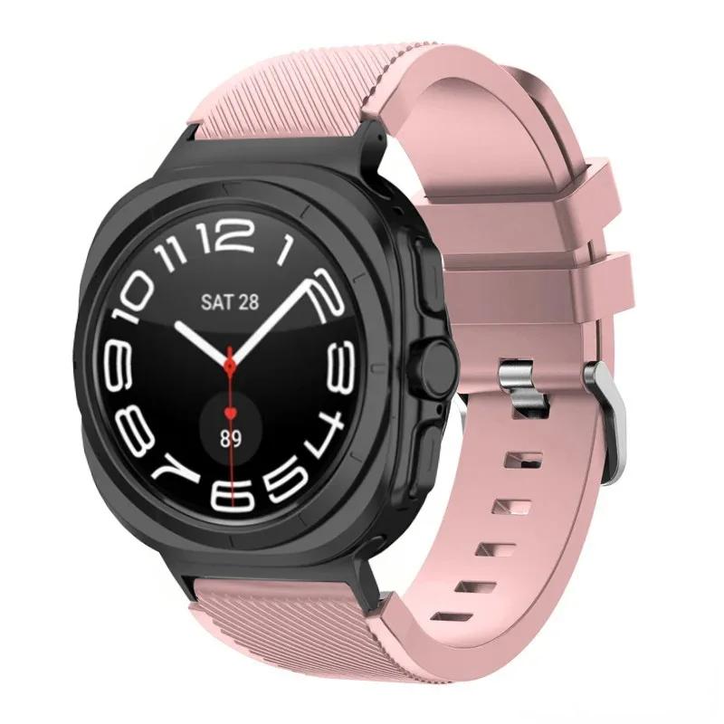 Silicone Strap For Samsung Galaxy Watch Ultra 2026 47mm Stripe Texture Replacement Band For Samsung Watch 8/8 Classic Accessory