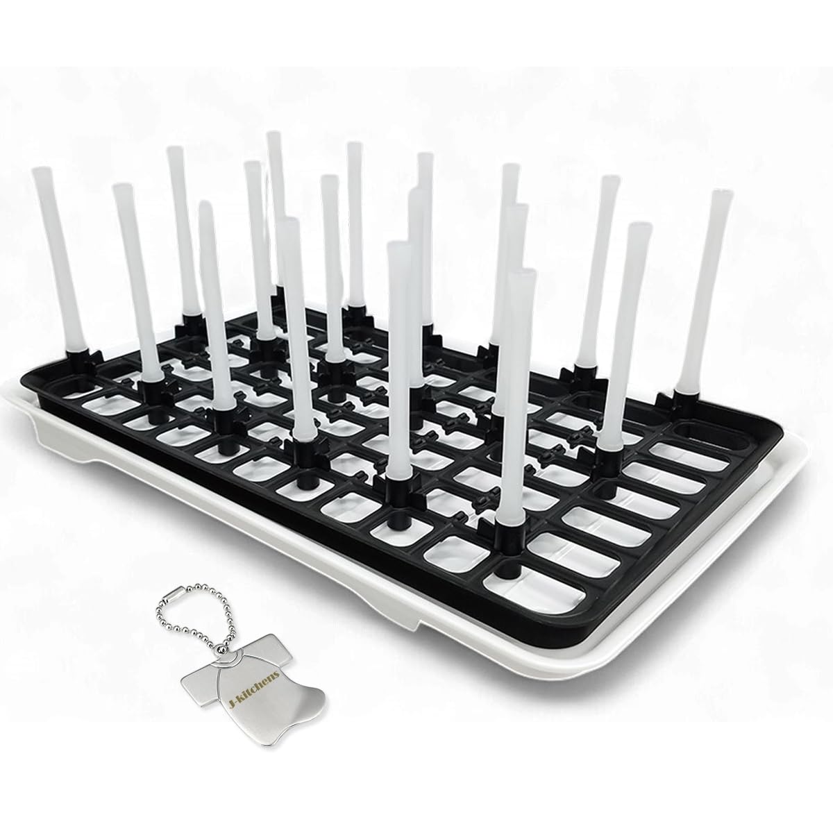 

J-Kitchens Dish Drainer, 18-Piece, Interchangeable Support Dividers, Black, Made in Japan, with Original Tag
