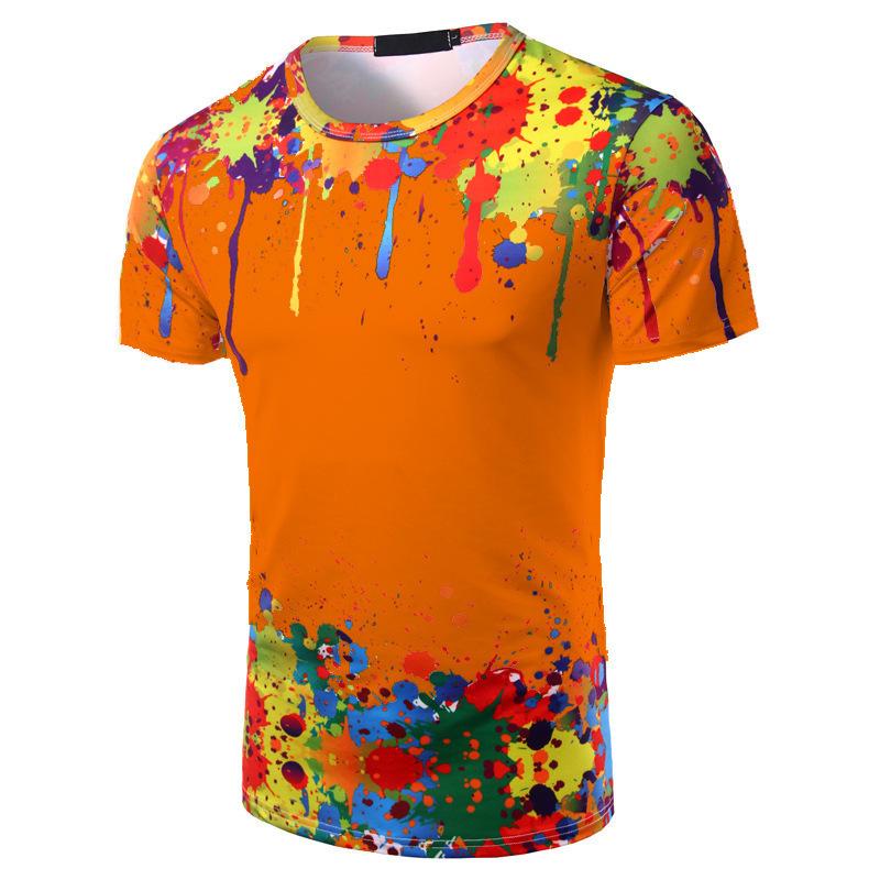 Summer Round Neck 3D Colorful Printed Top Fashionable Casual Short Sleeved Men's T-shirts