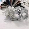 Durable Costume Mask Half Face Masquerade for Women, Mesh Flower Rhinestone Venetian Party Mask, Costumes Accessory Halloween Carnival Prom Ball