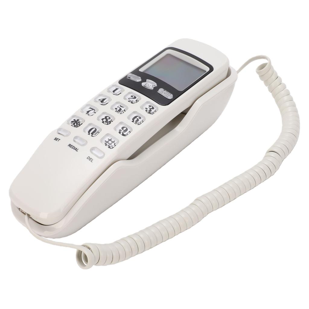 Wall Mountable Basic Corded Telephone Slimline Retro Wall Mounted Landline Telephone with DTMF Support for FSK CID Mini