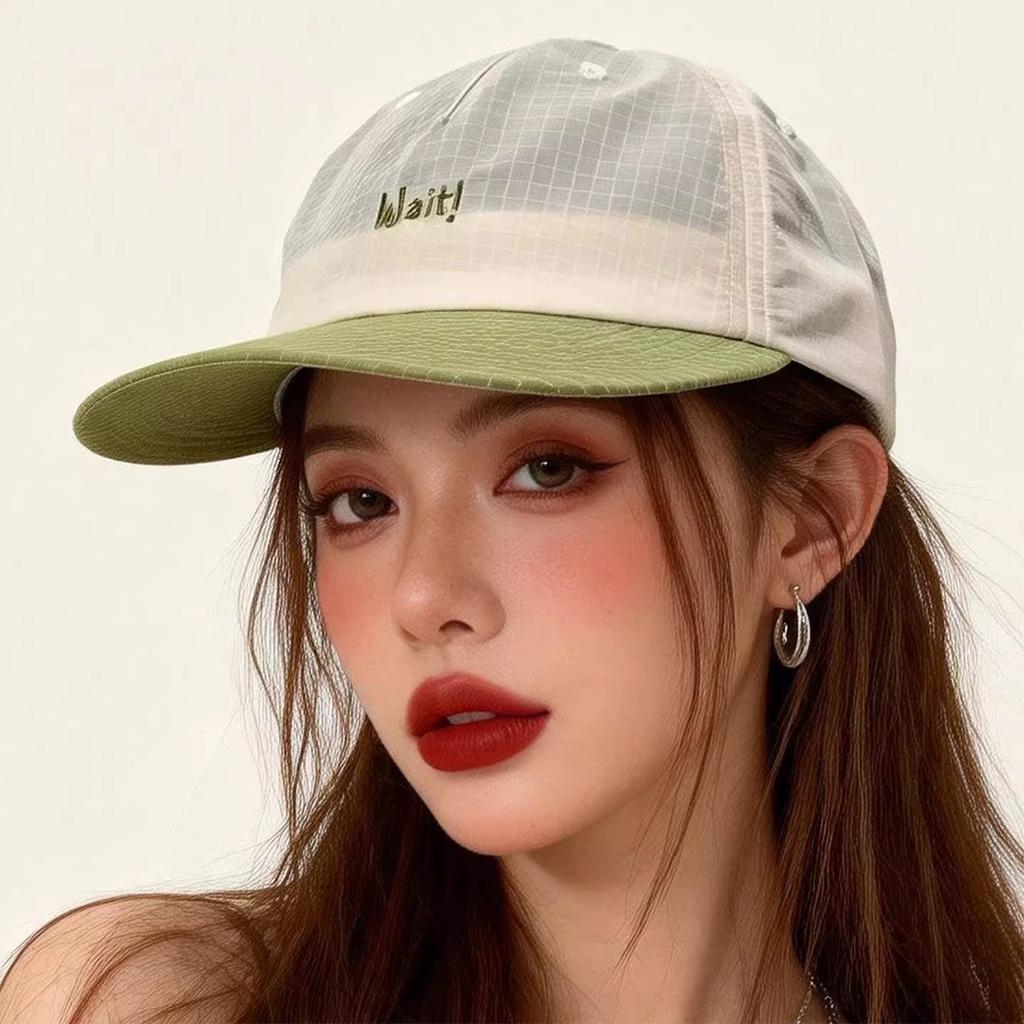 Spring And Summer Contrasting Colors, Small Plaid, Quick-Drying, Embroidered Letter Baseball Caps, Men'S And Women'S Outdoor Breathable Flat-Brimmed