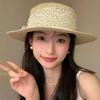 Small Fresh Pastoral Style Fashionable Versatile Flat-top Lace Sun Hat Women's Straw Weaving Travel Sun Hat Sun Protection Big Eaves