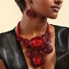Handmade Statement Necklace Earring Set Crystal Gem Banquet Jewelry  Banquet Accessories