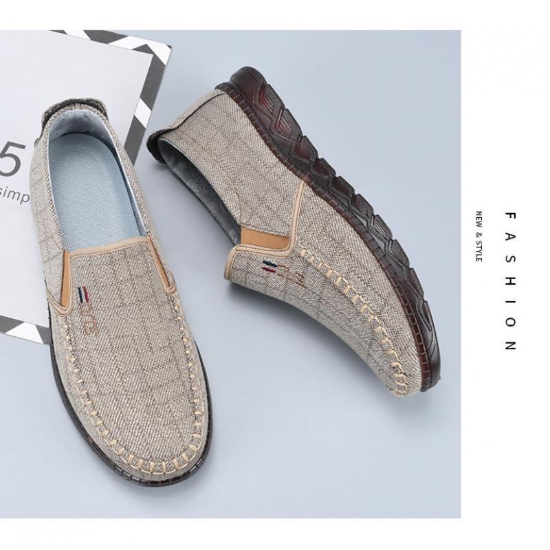 

Новые дышащие льняные туфли на джинсовой подошве из коровьей кожи, повседневные тканевые туфли в старом пекинском стиле, мужские кроссовки для папы, удобные и высококлассные, на одной педали 44